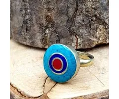 Tibetaanse Ring Maat 8,5 - Turkoois, Lapis Lazuli en Koraal