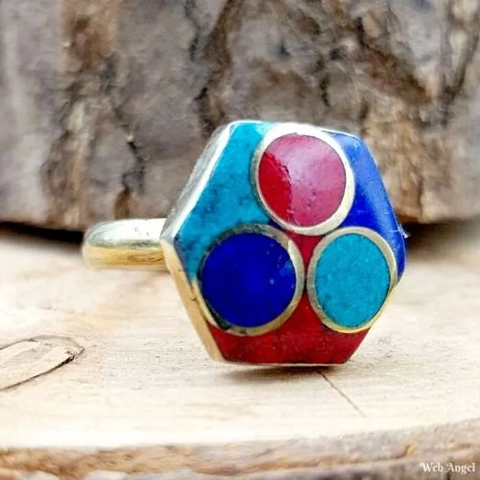 Tibetaanse Ring - Maat 11 Zeshoekig