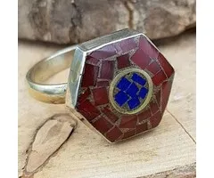 Tibetaanse Ring - Maat 9,5 - Zeshoek