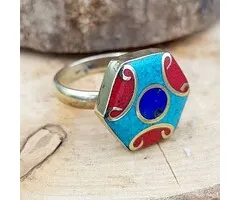 Tibetaanse Ring Zeshoek - Maat 8