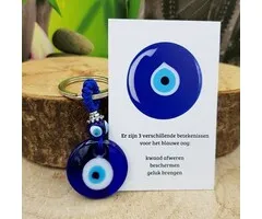 Sleutelhanger boze oog met kaartje