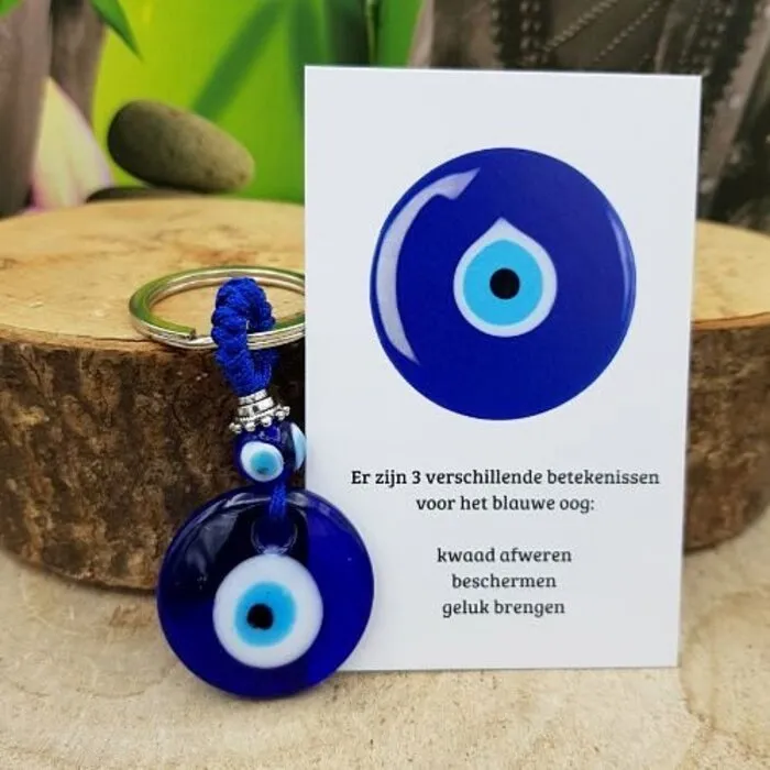 Sleutelhanger boze oog met kaartje