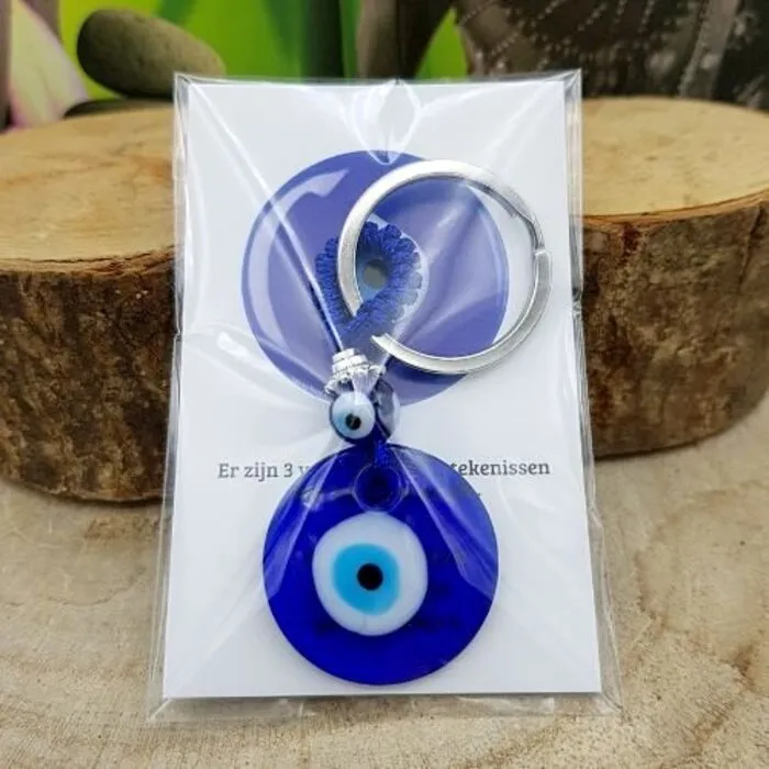Sleutelhanger boze oog met kaartje