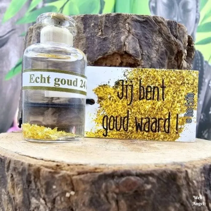 Flesje goud met tekst - jij bent goud waard