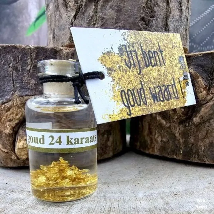Flesje goud met tekst - jij bent goud waard