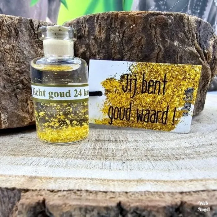 Flesje goud met tekst - jij bent goud waard