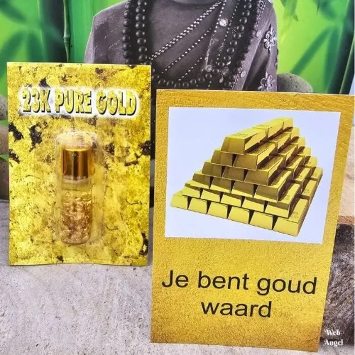 Flesje met Bladgoud  - Goud Waard - Met Kaartje