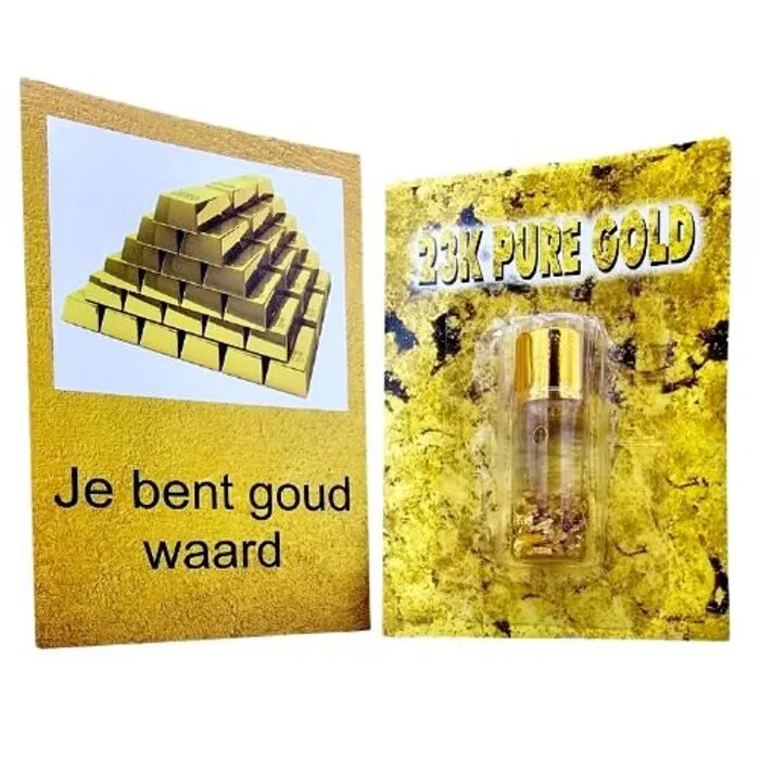 Flesje met Bladgoud  - Goud Waard - Met Kaartje