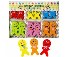 Smiley poppetjes gummen - set van 2 gummen