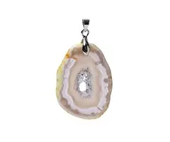 Agaat edelsteenhanger met kristallisatie