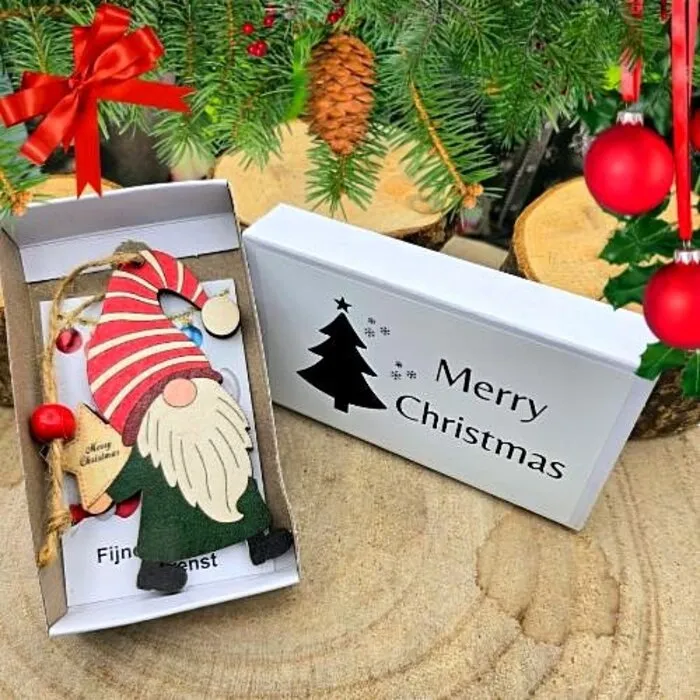 Wensdoosje Christmas met Houten Kabouter Hanger