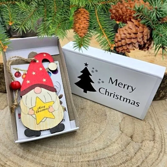 Wensdoosje Christmas met Houten Kabouter Hanger