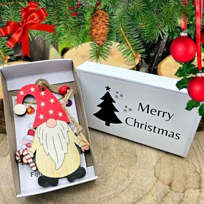 Wensdoosje Christmas met Houten Kabouter Hanger