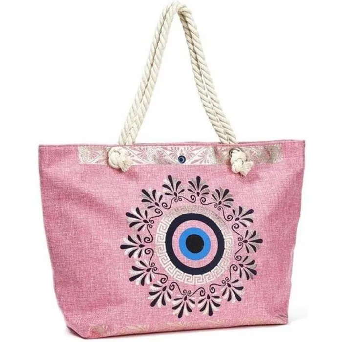 Strandtas boze oog roze