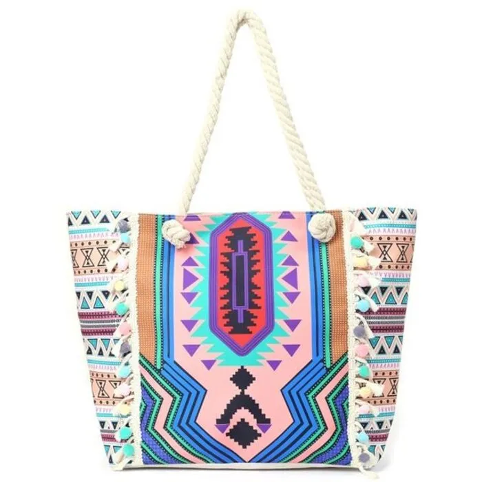 Strandtas & weekendtas Aztek kleurrijk 55 cm
