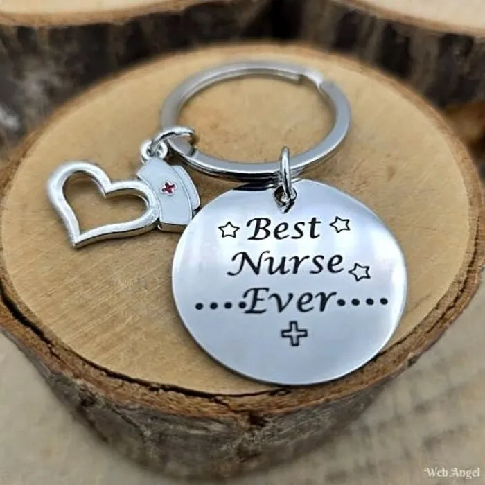 Sleutelhanger best nurse ever met kaartje