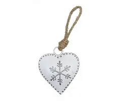 Metalen hart Sneeuwvlok 11 cm