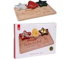 Seveerset kerst op bamboe plateau