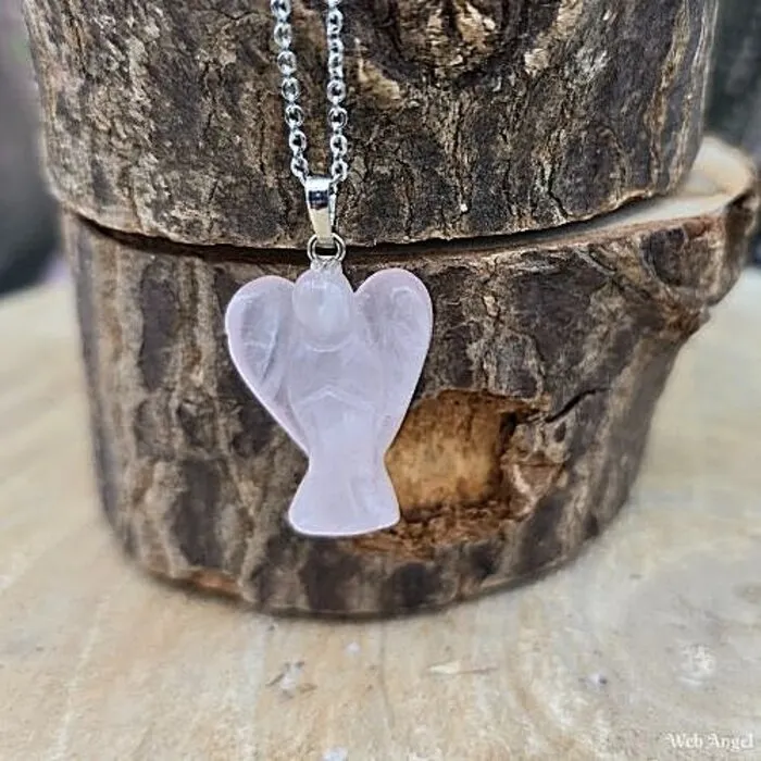 Engel rozenkwarts met ketting