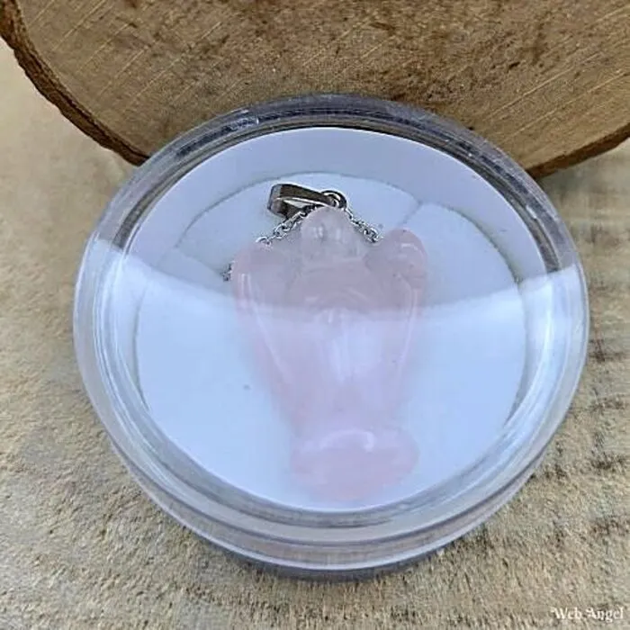 Engel rozenkwarts met ketting