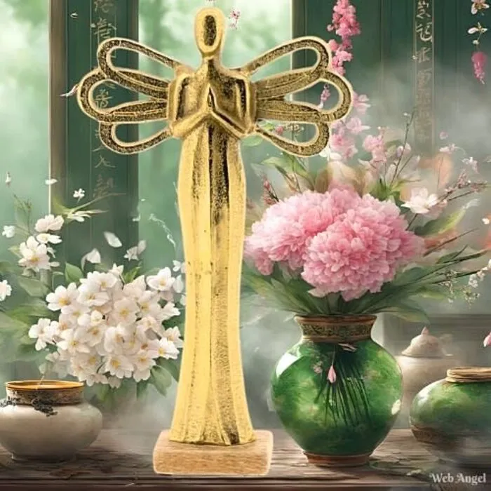 Engel aluminium goudkleurig 31 cm