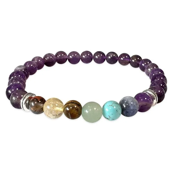 Armband 7 chakras Amethyst 6 mm