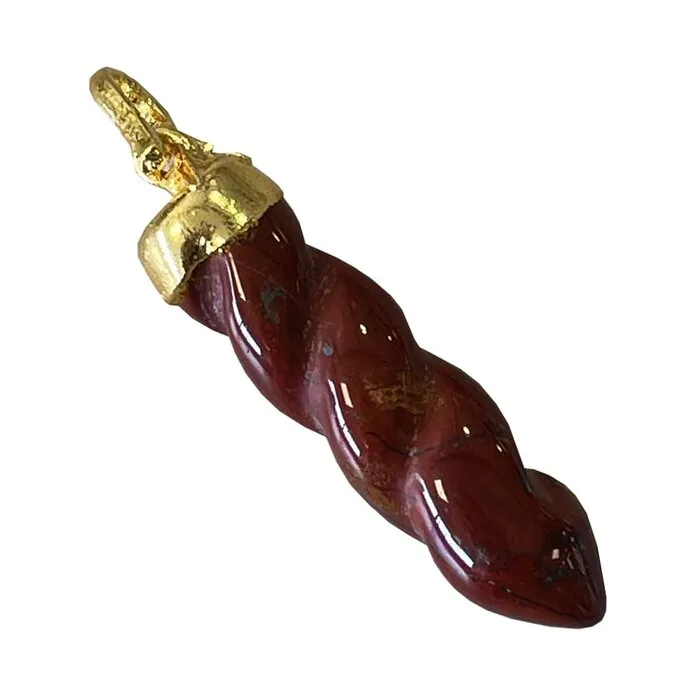 Rode Jaspis hanger Twisted met koord