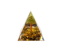 Piramide orgoniet peridoot - Tijgeroog met boom