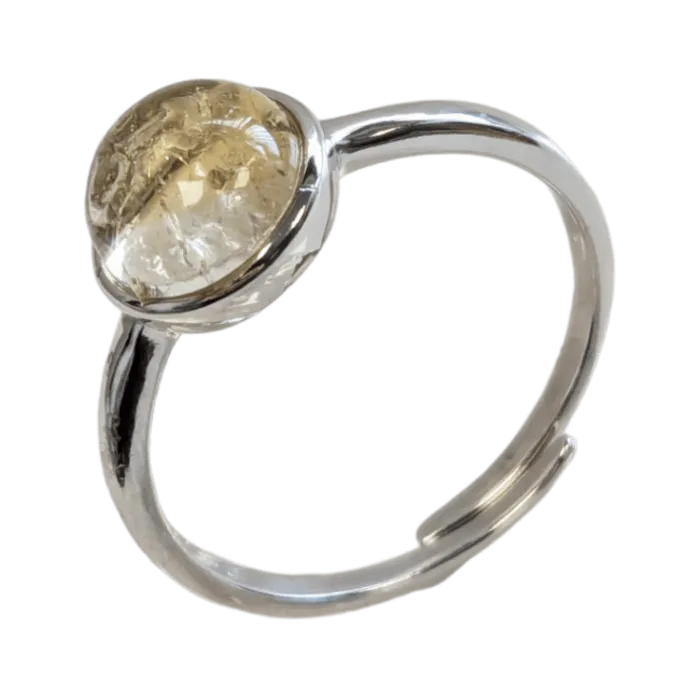 925 zilveren ring verstelbaar rond natuurlijk citrien