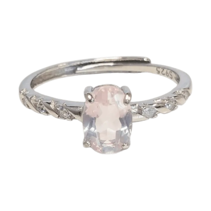 925 zilveren ring verstelbaar Rozekwarts