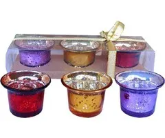 Set van 3 gekleurde theelichthouders