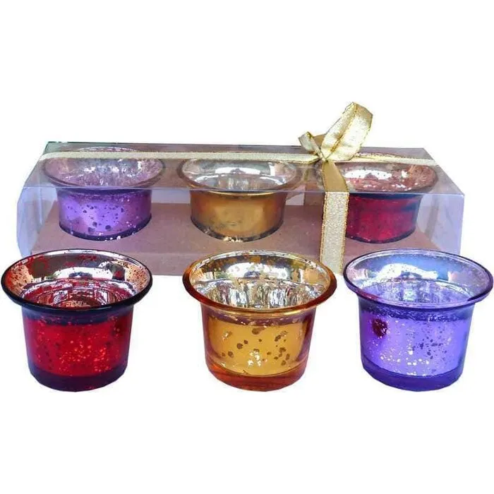 Set van 3 gekleurde theelichthouders