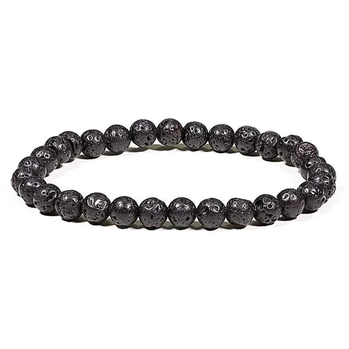 Armband Lavasteen 6 mm Elastisch | Natuursteen Armband