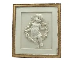 Engel Met Bloemenkrans - Wanddecoratie