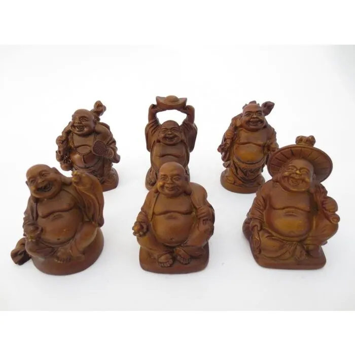 Boeddha set houtlook 6 stuks 5 cm