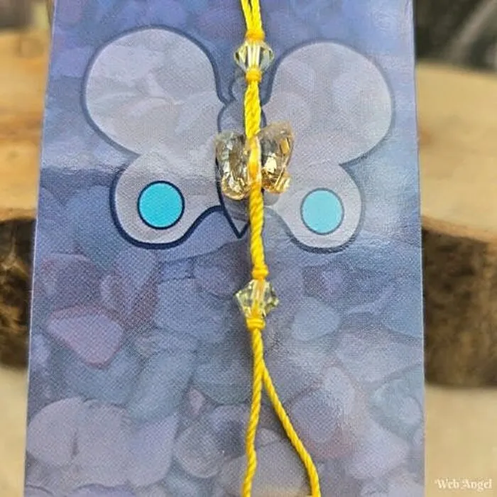 Gelukshanger Vlinder – Met Geel Koord - Swarovski