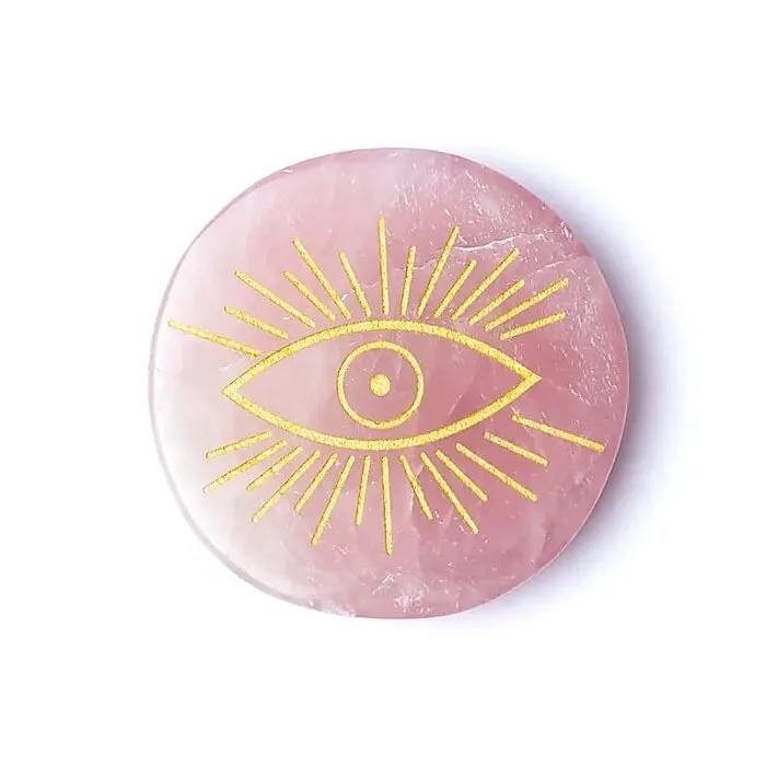 Gegraveerde Rozenkwarts Alziend Oog