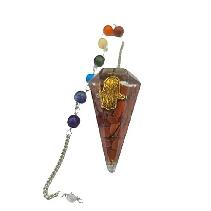 Jaspis Pendel met Chakraketting en hamsa hand