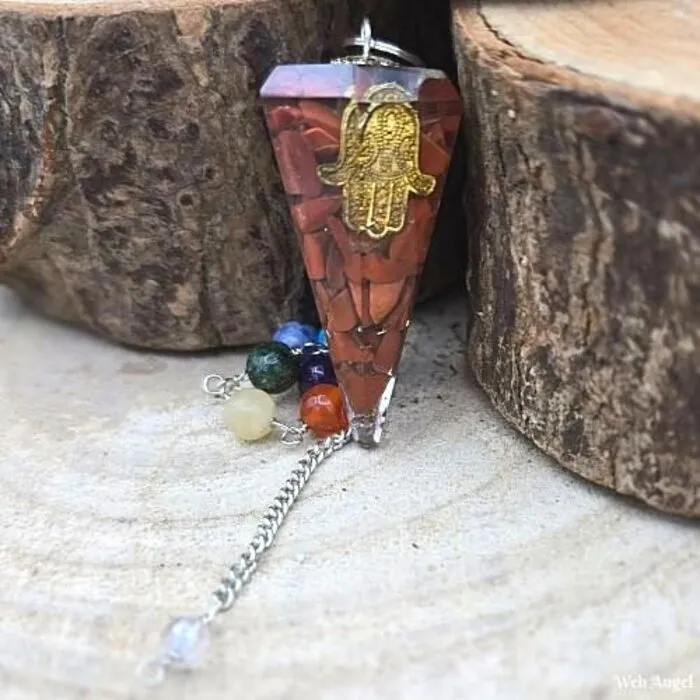 Jaspis Pendel met Chakraketting en hamsa hand