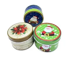 Metalen Kerstdoos met Dekseltje - Set van 3