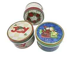 Metalen Kerstdoos met Dekseltje - Set van 3