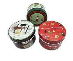 Metalen Kerstdoos met Dekseltje - Set van 3