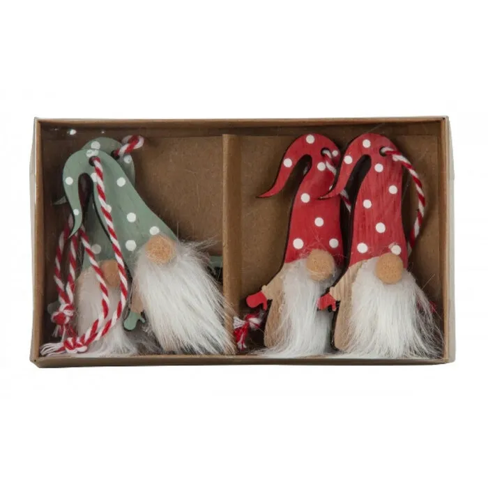 Hangers Kerstkabouters – Set van 4, 7,5 cm Hoog