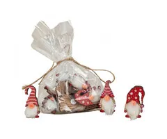 Houten kerstkabouters met sticker 12 stuks