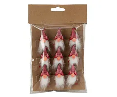 Houten kerstkabouters met klip 9 stuks