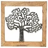Metalen levensboom in houten frame