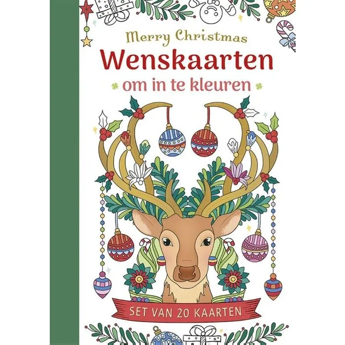 Kerst wenskaarten om in te kleuren
