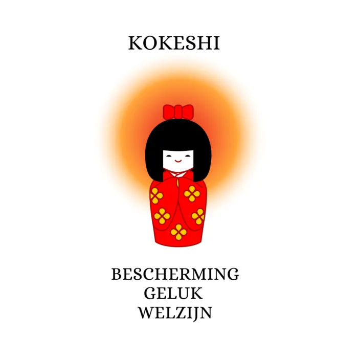 Sleutelhanger Japans gelukspoppetje -Met kaartje