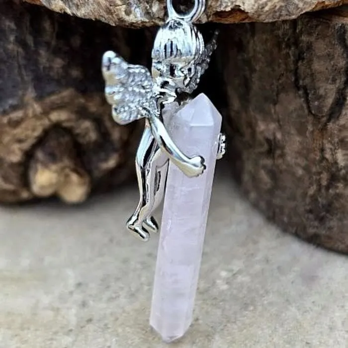 Engel met Dubbeleinder Rozenkwarts Hanger