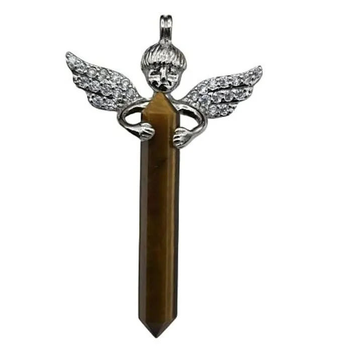 Engel met Dubbeleinder Tijgeroog Hanger